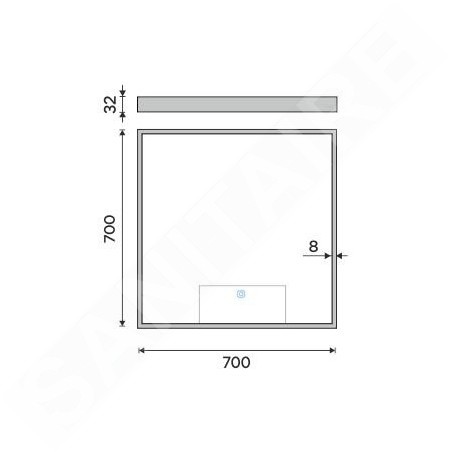 Nimco Miroirs - Miroir avec éclairage LED, 700x700 mm, capteur tactile, aluminium ZP 13077V