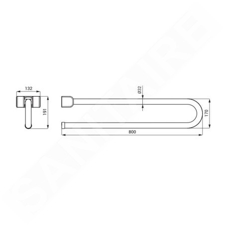 Sanela Poignées - Poignée, longueur 80 cm, rabattable, inox mat SLZM 16X