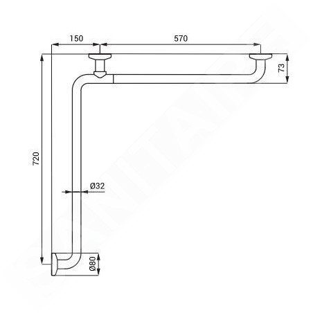 Sanela Poignées - Poignée 76 x 76 cm, d’angle, inox mat SLZM 17X