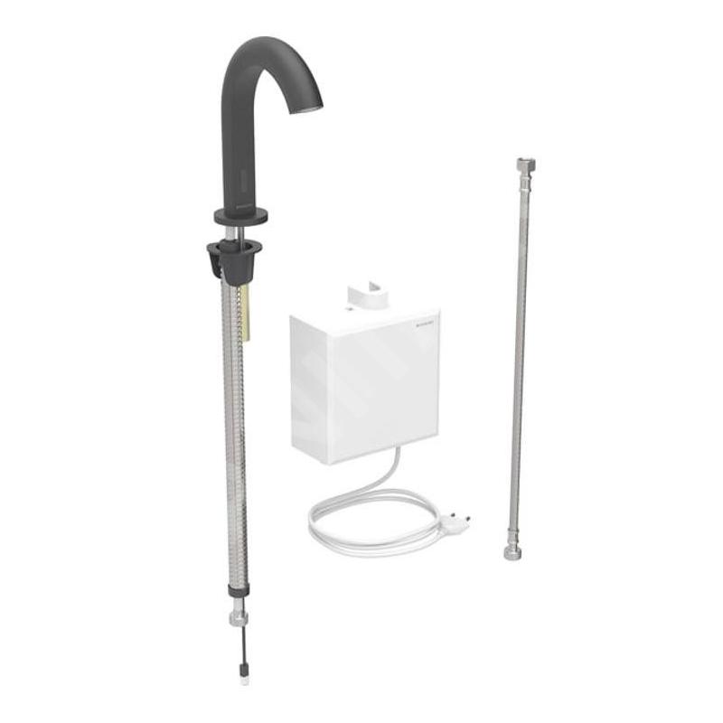 Geberit Piave - Vanne électronique de lavabo, alimentation  secteur, easy to clean,noir mat 116.161.14.1