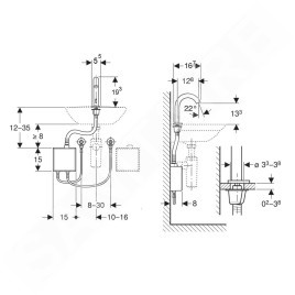 Geberit Piave - Mitigeur électronique de lavabo, alimentation par pile, easy to clean, inox brossé 116.162.SN.1