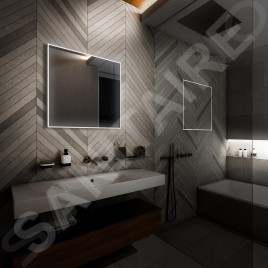 Nimco Miroirs - Miroir avec éclairage LED, 700x700 mm, capteur tactile, aluminium ZP 13077V