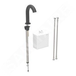 Geberit Piave - Mitigeur électronique de lavabo, alimentation par pile, easy to clean, noir mat 116.164.14.1