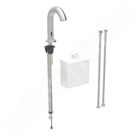 Geberit Piave - Mitigeur de lavabo thermostatique électronique, alimentation par piles, easy to clean, inox brossé 116.168.SN.1