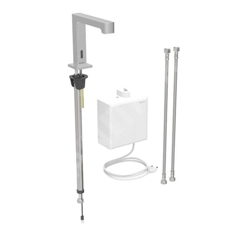 Geberit Brenta - Mitigeur électronique de lavabo, alimentation par pile, easy to clean, inox brossé 116.172.SN.1