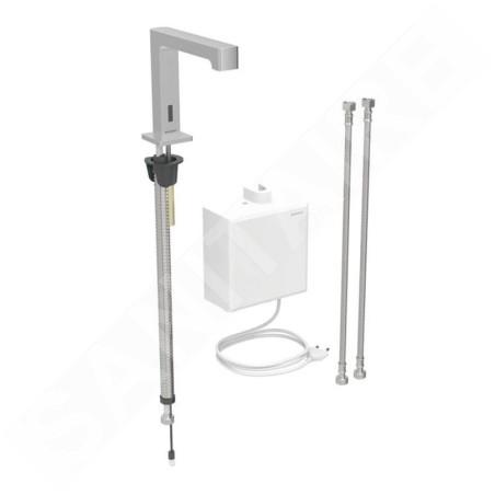 Geberit Brenta - Mitigeur électronique de lavabo, alimentation par pile, easy to clean, inox brossé 116.172.SN.1