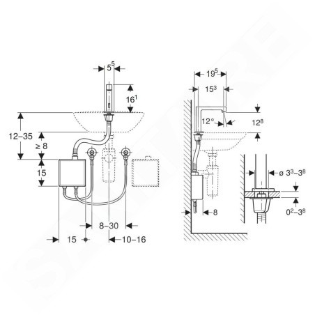 Geberit Brenta - Mitigeur de lavabo thermostatique électronique, alimentation secteur, easy to clean, noir mat 116.177.14.1