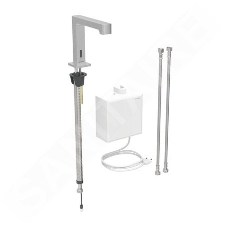 Geberit Brenta - Mitigeur de lavabo thermostatique électronique, alimentation secteur, easy to clean, inox brossé 116.177.SN.1