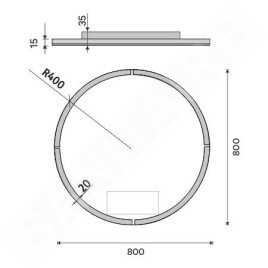 Nimco Miroirs - Miroir avec éclairage LED, 800 mm, aluminium ZP 24002R