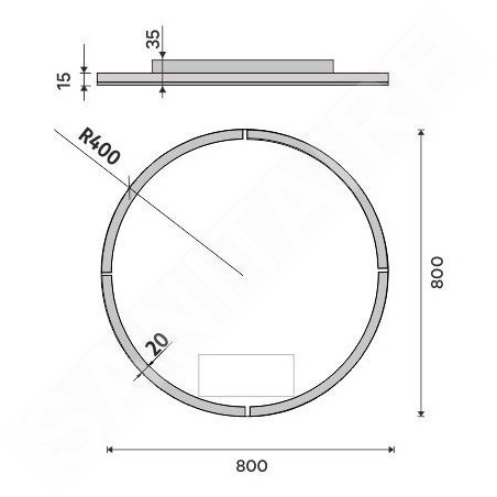 Nimco Miroirs - Miroir avec éclairage LED, 800 mm, aluminium ZP 24002R