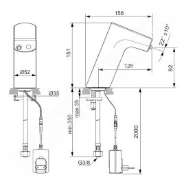 Ideal Standard Intelliflow - Robinet de lavabo électronique, alimentation secteur, onyx noir A7858B3