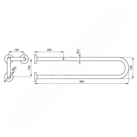 Sanela Poignées - Poignée, longueur 90 cm, inox brillant SLZM 20