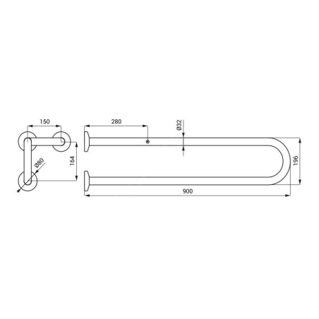 Sanela Poignées - Poignée, longueur 90 cm, inox mat SLZM 20X