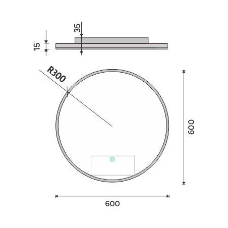 Nimco Miroirs - Miroir avec lumière LED, 600 mm, capteur tactile, aluminium ZP 26000RV