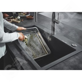 Grohe Éviers - Évier composite K700 avec garniture de vidage automatique, 780x510 mm, noir granite 31652AP0