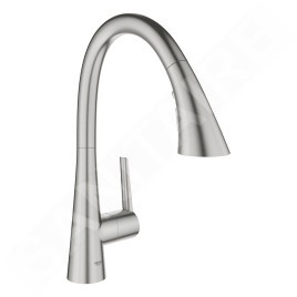 Grohe Zedra - Mitigeur d'évier avec douchette extractible, SmartControl, supersteel 32294DC2