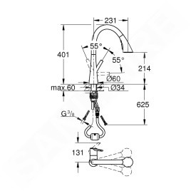 Grohe Zedra - Mitigeur d'évier avec douchette extractible, SmartControl, supersteel 32294DC2