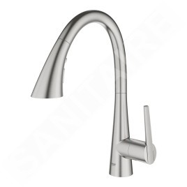 Grohe Zedra - Mitigeur d'évier avec douchette extractible, SmartControl, supersteel 32294DC2
