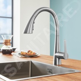 Grohe Zedra - Mitigeur d'évier avec douchette extractible, SmartControl, supersteel 32294DC2