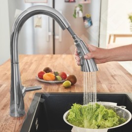 Grohe Zedra - Mitigeur d'évier avec douchette extractible, SmartControl, supersteel 32294DC2