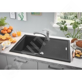 Grohe Éviers - Évier composite K400 avec garniture de vidage automatique, 780x500 mm, noir granite 31639AP0