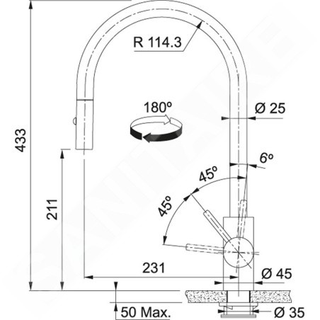 Franke Eos Neo - Mitigeur d'évier FC 0045.501 avec douchette extractible, inox 115.0590.045
