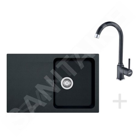Franke Colonnes - Kit de cuisine T30, évier en tectonite OID 611-78, noir + robinet FP 9000, onyx NEW 114.0366.039
