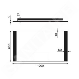 Nimco Miroirs - Miroir avec éclairage LED, 1000x600 mm, aluminium/noir ZPC 41004-90