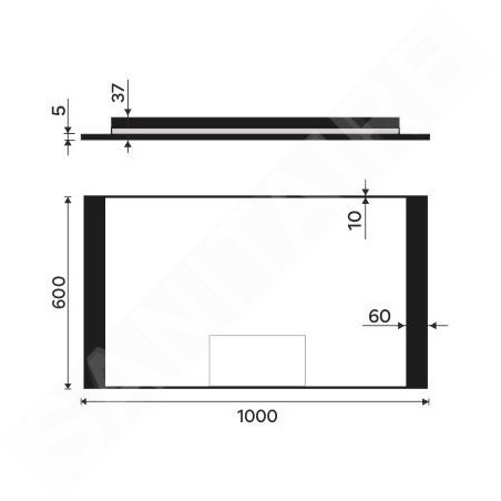 Nimco Miroirs - Miroir avec éclairage LED, 1000x600 mm, aluminium/noir ZPC 41004-90