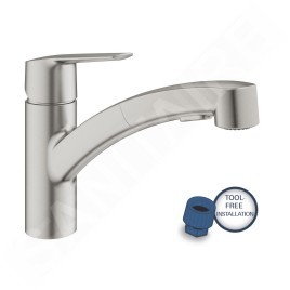 Grohe QuickFix Start - Mitigeur d'évier avec douchette extractible, supersteel 30531DC1