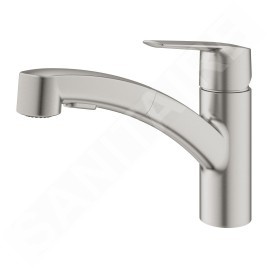 Grohe QuickFix Start - Mitigeur d'évier avec douchette extractible, supersteel 30531DC1