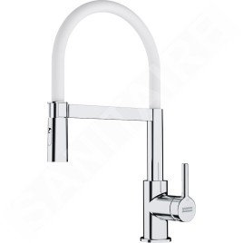 Franke Lina - Mitigeur d'évier FC 6088.031 avec un bras flexible, chrome / blanc 115.0626.088