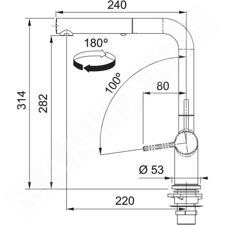 Franke Active New - Mitigeur d'évier FN 6560.031, montage sous fenêtre, avec douchette extractible, chrome 115.0653.391