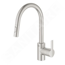 Grohe Feel - Mitigeur d'évier avec douchette extractible, supersteel 31486DC1