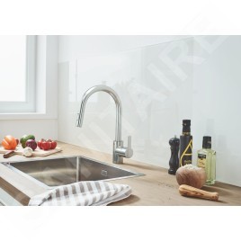 Grohe Feel - Mitigeur d'évier avec douchette extractible, supersteel 31486DC1