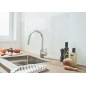 Grohe Feel - Mitigeur d'évier avec douchette extractible, supersteel 31486DC1