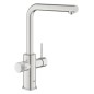 Grohe Blue Pure - Mitigeur d'évier Minta avec filtration et manchon de fermeture extractible, supersteel 30601DC0