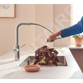 Grohe Blue Pure - Mitigeur d'évier Minta avec filtration et manchon de fermeture extractible, supersteel 30601DC0