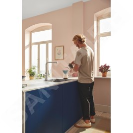Grohe Blue Pure - Mitigeur d'évier Minta avec filtration et manchon de fermeture extractible, supersteel 30601DC0