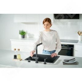 Franke Active New - Mitigeur d'évier FN 6110.901 avec douchette extractible, noir mat 115.0653.382