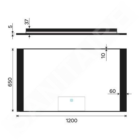 Nimco Miroirs - Miroir avec éclairage LED, 1200x650 mm, capteur tactile, aluminium/noir ZPC 41006V-90