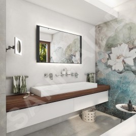 Nimco Miroirs - Miroir avec éclairage LED, 1200x650 mm, capteur tactile, aluminium/noir ZPC 41006V-90