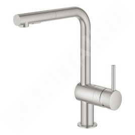 Grohe Minta - Mitigeur d’évier avec douchette extractible, supersteel 30274DC0