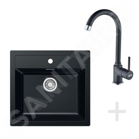 Franke Colonnes - Kit de cuisine T25, évier en tectonite SID 610, noir + robinet FP 9000, onyx NEW 114.0366.029