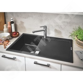 Grohe Éviers - Évier composite K500 avec garniture de vidage automatique, 860x500 mm, noir granite 31644AP0