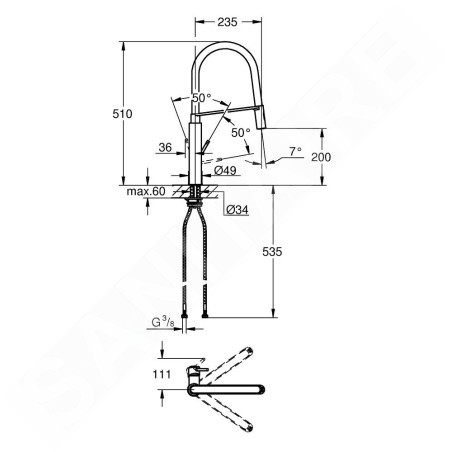 Grohe Concetto - Mitigeur d’évier, avec bec orientable et inverseur, supersteel 31491DC0