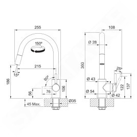 Franke Lina - Mitigeur d'évier FS 3229.031 avec bec extractible, chrome 115.0693.229
