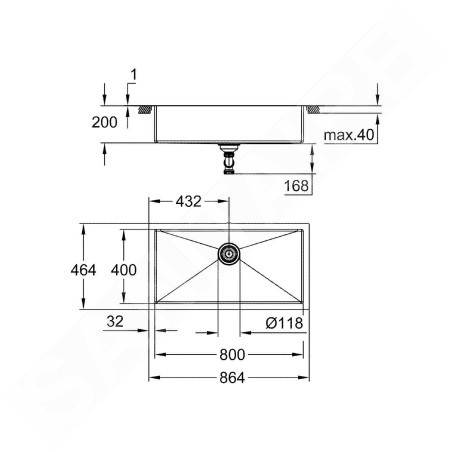 Grohe Éviers - Évier K700 avec garniture de vidage, 864x464 mm, inox brossé 31580SD1