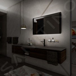 Nimco Miroirs - Miroir avec lumière LED, 1000x600 mm, capteur tactile, aluminium/noir ZPC 42004V-90