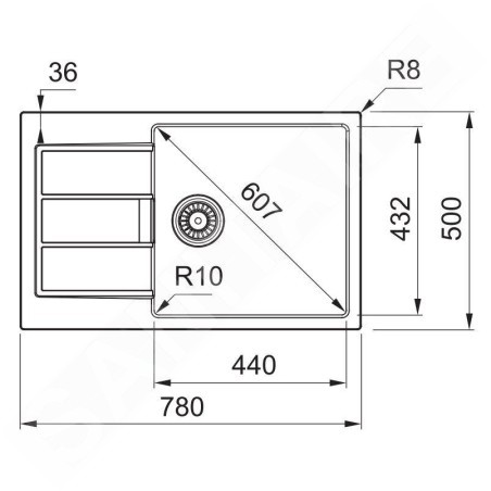 Franke Sirius 2.0 - Évier en Tectonique S2D 611-78 XL, 780x500 mm, blanc 143.0617.615